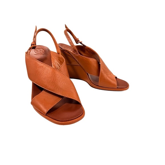 Tory Burch Gabriella wedge leather sandals size 8.5 - Picture 4 of 9